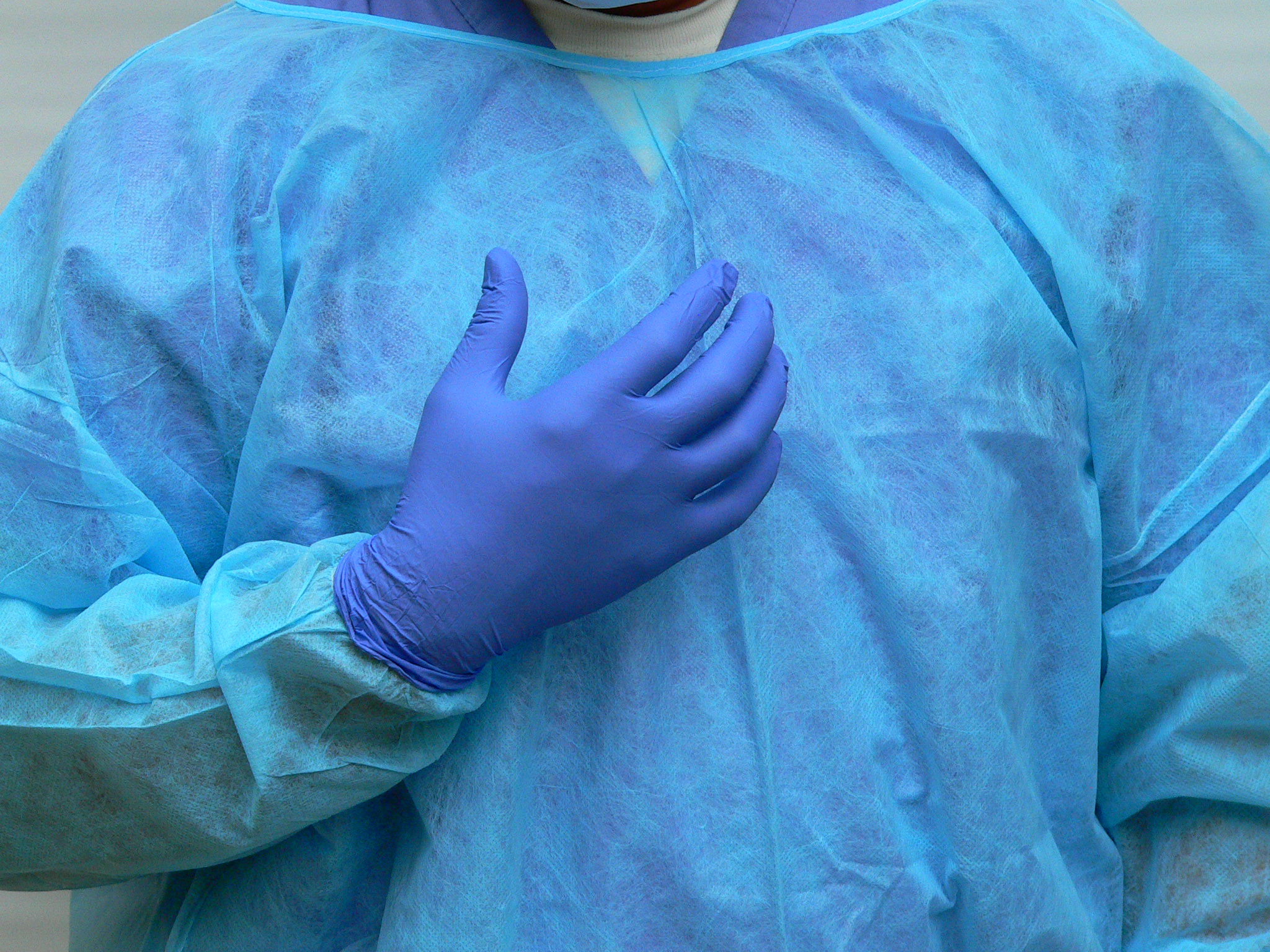 Disposable Blue Fluid-Resistant Polypropylene  Isolation Cover Gowns w/ Elastic Cuffs